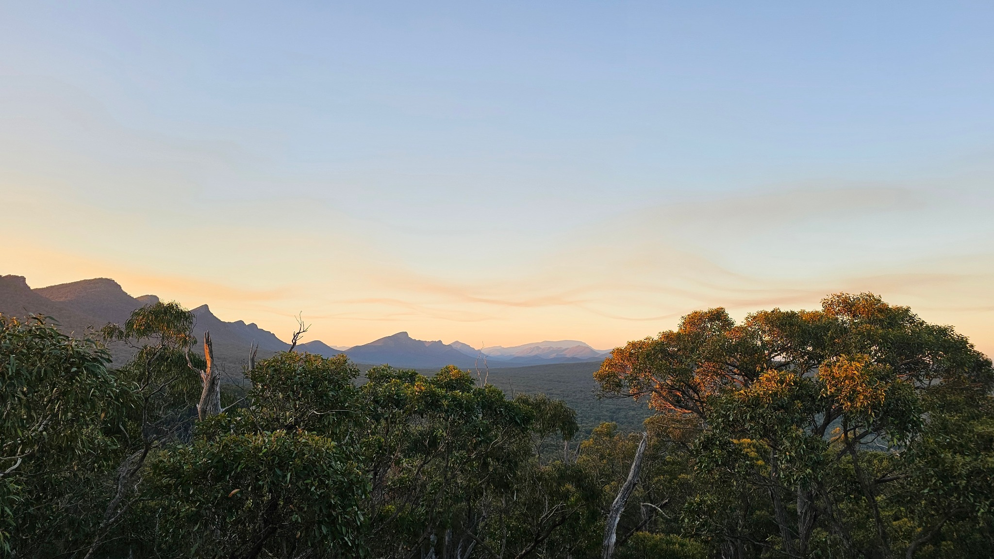 Mountain range in evening light